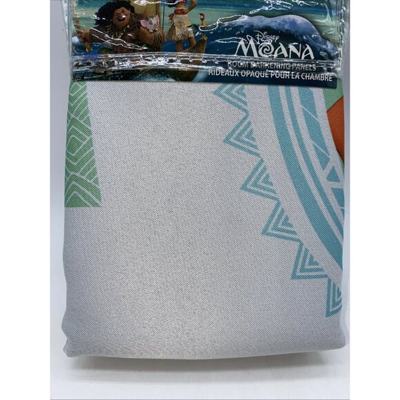 Disney Moana Kids Room Darkening 2 Panels Curtains & Tiebacks 42 in X 63 in - Picture 3 of 11
